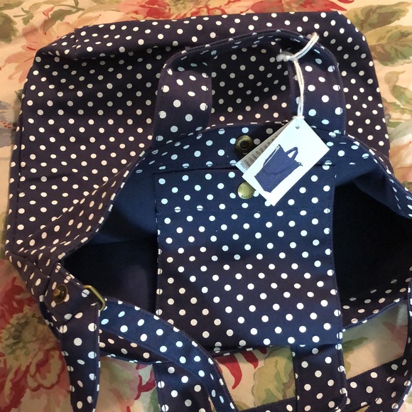 BAGGU Duck Tote Shoulder Crossbody Handle Tote PolkaDot Blue White Classic NEW - Picture 9 of 16